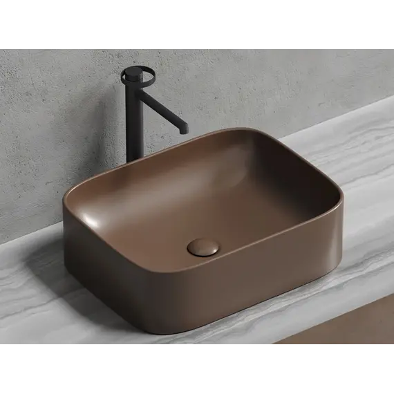 Умывальник чаша Ceramica Nova накладная прямоугольная (цвет Темно-Коричневый Матовый) Element 505*380*150мм