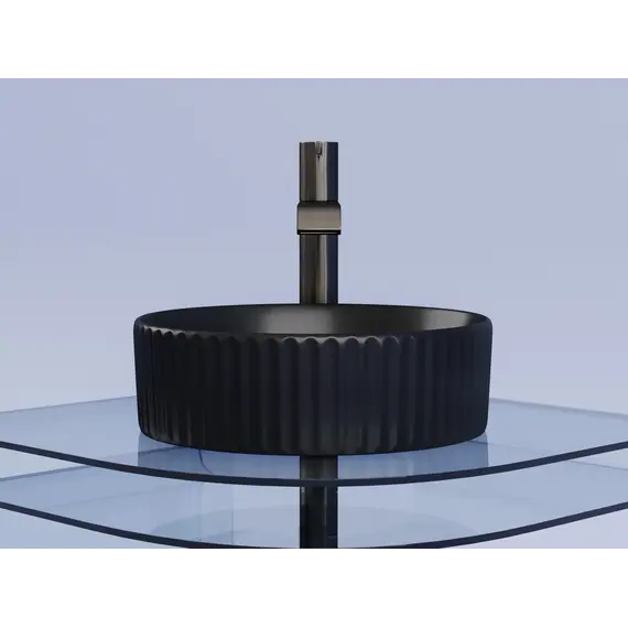 Умывальник чаша Ceramica Nova накладная круглая (цвет Черный Матовый) Element 360*360*115мм