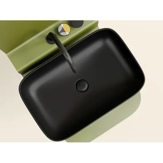 Умывальник чаша Ceramica Nova накладная прямоугольная (цвет Черный Матовый) Element 605*380*122мм