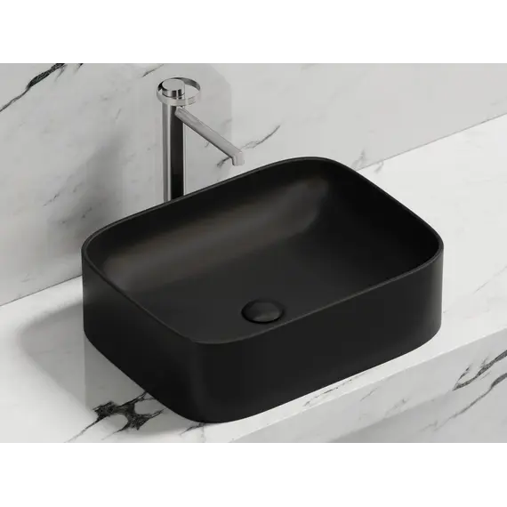 Умывальник чаша Ceramica Nova накладная прямоугольная (цвет Черный Матовый) Element 505*380*150мм