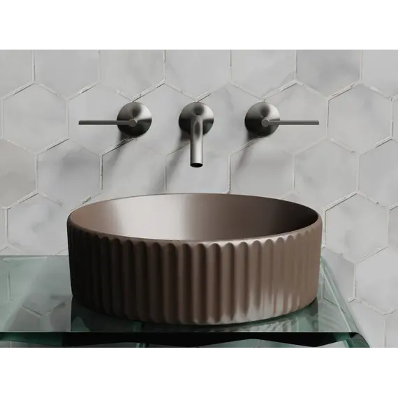 Умывальник чаша Ceramica Nova накладная круглая (цвет Темно-Коричневый Матовый) 360*360*115мм