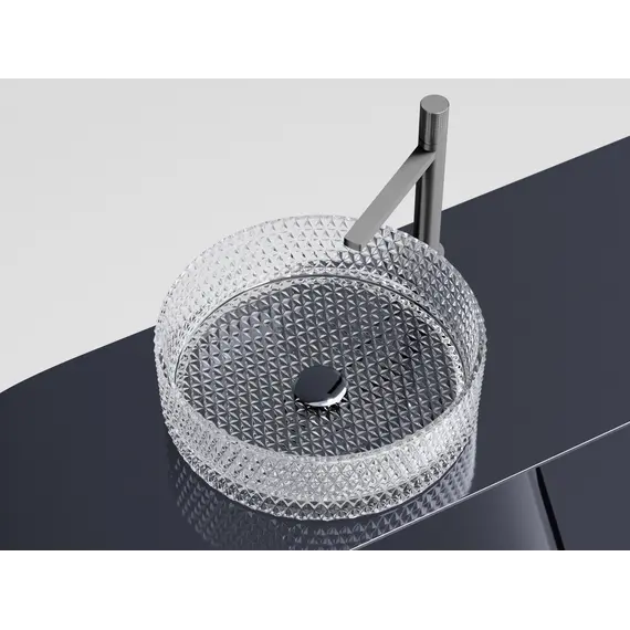 Умывальник чаша Ceramica Nova накладная круглая (прозрачная) Cristal 360*360*112мм