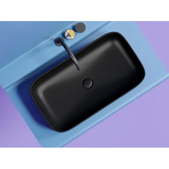 Умывальник чаша Ceramica Nova накладная (Черный Матовый) Element 705*380*150 мм