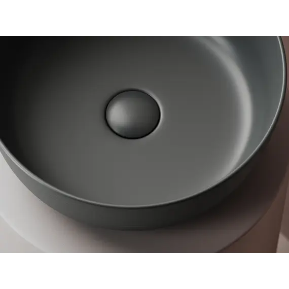 Раковина Ceramica Nova накладная круглая 356*356*135, без перелива, цвет темный антрацит матовый