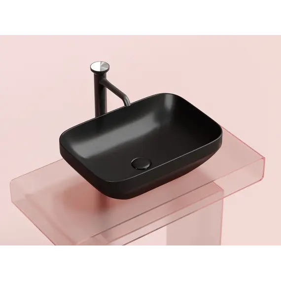 Умывальник чаша Ceramica Nova накладная прямоугольная (цвет Черный Матовый) Element 500*359*145мм