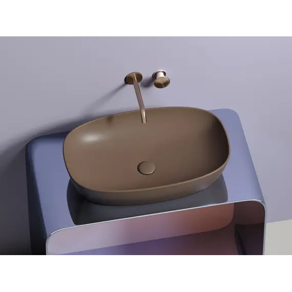 Умывальник чаша Ceramica Nova накладная овальная (цвет Темно-Коричневый Матовый) 600*380*138мм