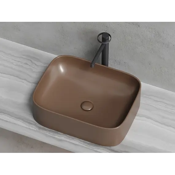 Умывальник чаша Ceramica Nova накладная прямоугольная (цвет Темно-Коричневый Матовый) Element 505*380*150мм