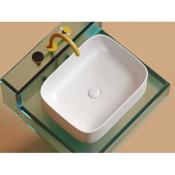 Умывальник чаша Ceramica Nova  накладная прямоугольная (цвет Белый Матовый) Element 505*380*150мм