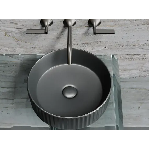 Умывальник чаша Ceramica Nova накладная круглая (цвет Темный Антрацит Матовый) Element 360*360*115мм