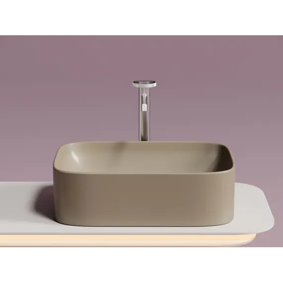 Умывальник чаша Ceramica Nova  накладная прямоугольная (цвет Капучино Матовый) Element 505*380*150мм