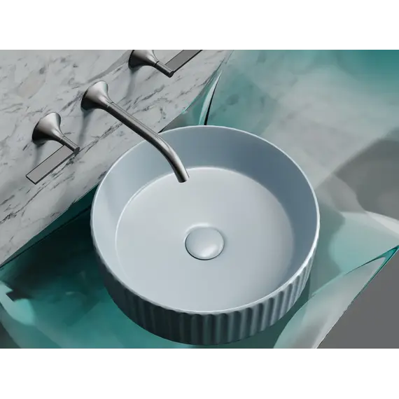 Умывальник чаша Ceramica Nova накладная круглая (цвет Серо-Голубой Матовый) Element 360*360*115мм