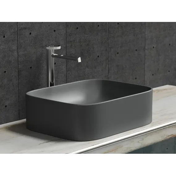 Умывальник чаша Ceramica Nova накладная прямоугольная (цвет Темный Антрацит Матовый) Element 505*380*150мм