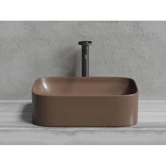 Умывальник чаша Ceramica Nova накладная прямоугольная (цвет Темно-Коричневый Матовый) Element 505*380*150мм