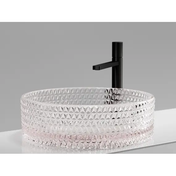 Умывальник чаша Ceramica Nova накладная круглая (цвет розовый) Cristal 360*360*112мм