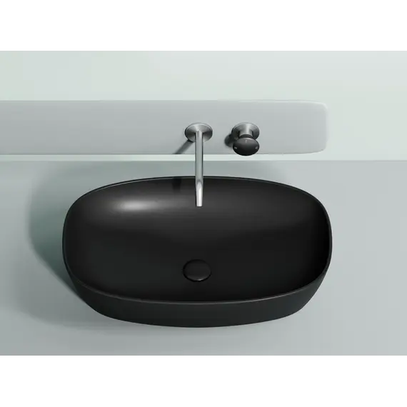 Умывальник чаша Ceramica Nova накладная овальная (цвет Черный Матовый) Element 600*380*138мм