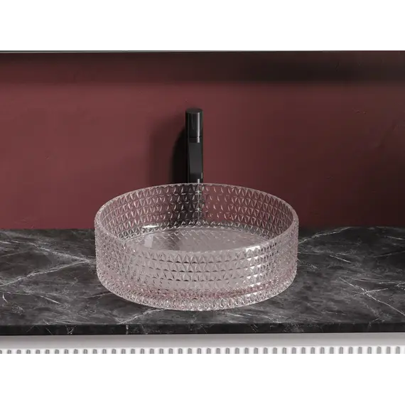 Умывальник чаша Ceramica Nova накладная круглая (цвет розовый) Cristal 360*360*112мм
