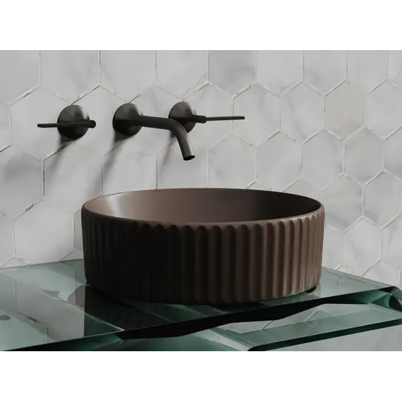 Умывальник чаша Ceramica Nova накладная круглая (цвет Темно-Коричневый Матовый) 360*360*115мм