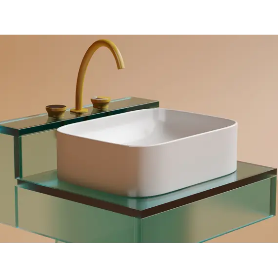 Умывальник чаша Ceramica Nova  накладная прямоугольная (цвет Белый Матовый) Element 505*380*150мм