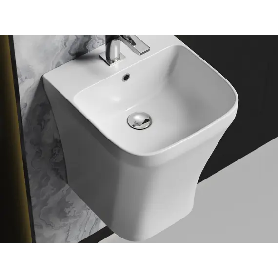 Раковина Ceramica Nova моноблок подвесная DION с отверстием под смеситель, со сливом переливом