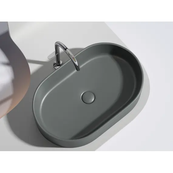 Умывальник чаша Ceramica Nova накладная овальная (цвет Темный Антрацит Матовый) Element 608*385*122мм
