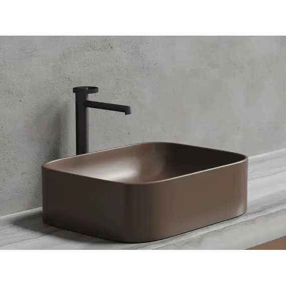 Умывальник чаша Ceramica Nova накладная прямоугольная (цвет Темно-Коричневый Матовый) Element 505*380*150мм