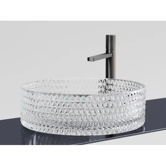 Умывальник чаша Ceramica Nova накладная круглая (прозрачная) Cristal 360*360*112мм