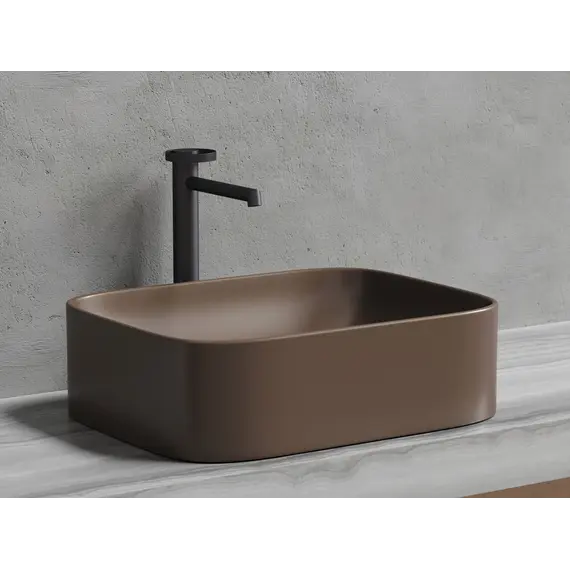 Умывальник чаша Ceramica Nova накладная прямоугольная (цвет Темно-Коричневый Матовый) Element 505*380*150мм