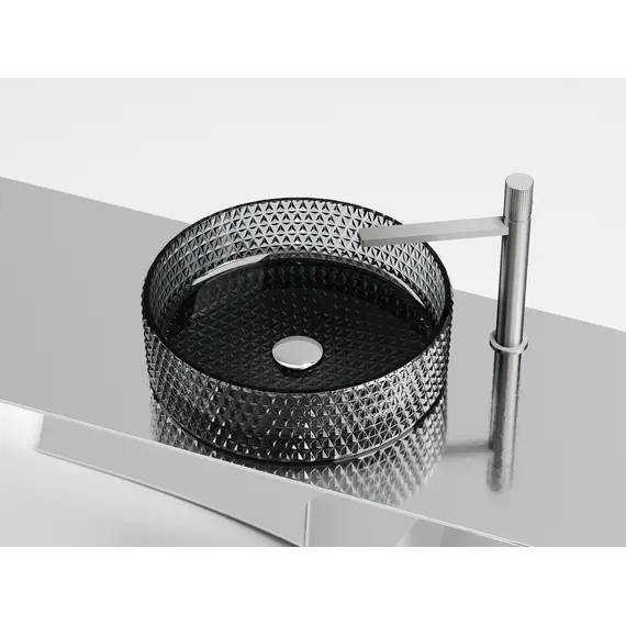Умывальник чаша Ceramica Nova накладная круглая (цвет черный) Cristal 360*360*112мм