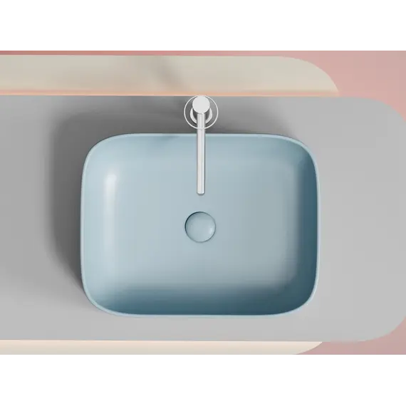 Умывальник чаша Ceramica Nova накладная прямоугольная (цвет Голубой Матовый) Element 505*380*150мм
