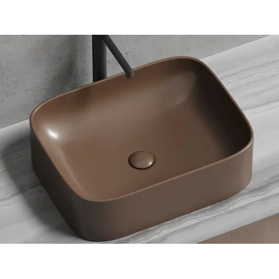 Умывальник чаша Ceramica Nova накладная прямоугольная (цвет Темно-Коричневый Матовый) Element 505*380*150мм