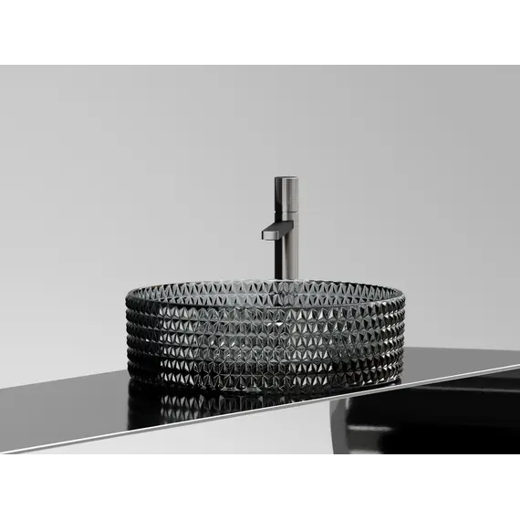 Умывальник чаша Ceramica Nova накладная круглая (цвет черный) Cristal 360*360*112мм