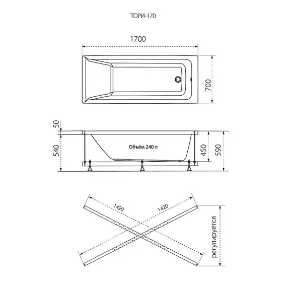 Ванна акриловая Triton 1ACReal  Тори