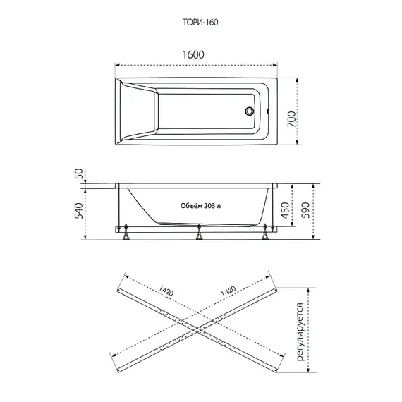 Ванна акриловая Triton 1ACReal  Тори