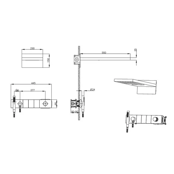 Встраиваемая  душевая система  Boheme ZODIAC 132-2-MG матовый золото