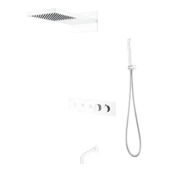 Душевая система с термостатическим смесителем и изливом Boheme FUSION 131-2-MW MATT WHITE