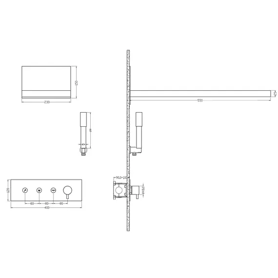 Встраиваемая  душевая система Boheme FUSION 130-MG MAT GOLD