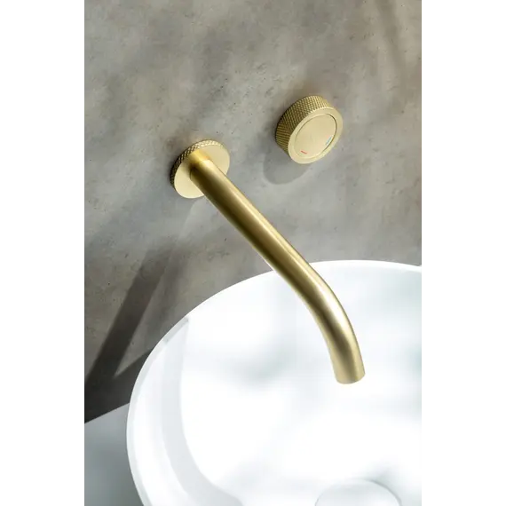 Смеситель автоматический для умывальника BOHEME TECH MATT GOLD 158/2-MG