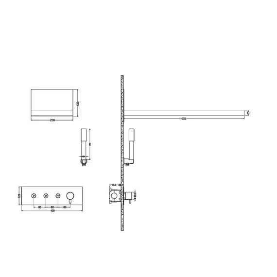 Душевая система скрытого монтажа со смесителем верхним и ручным душем BOHEME FUSION 130-G золото