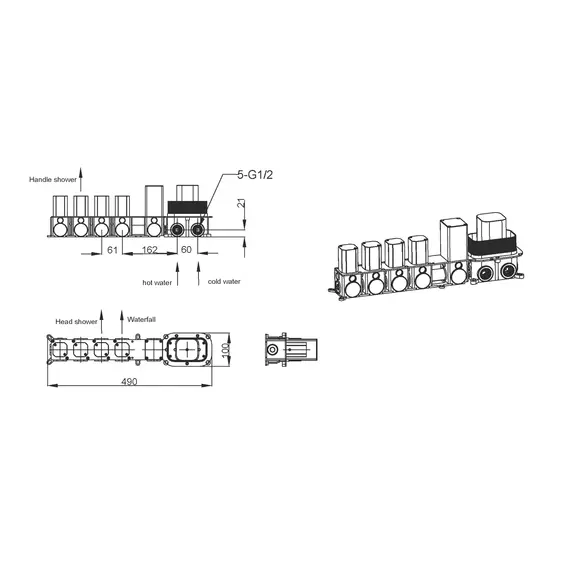 Встраиваемая  душевая система Boheme ZODIAC 133-G золото