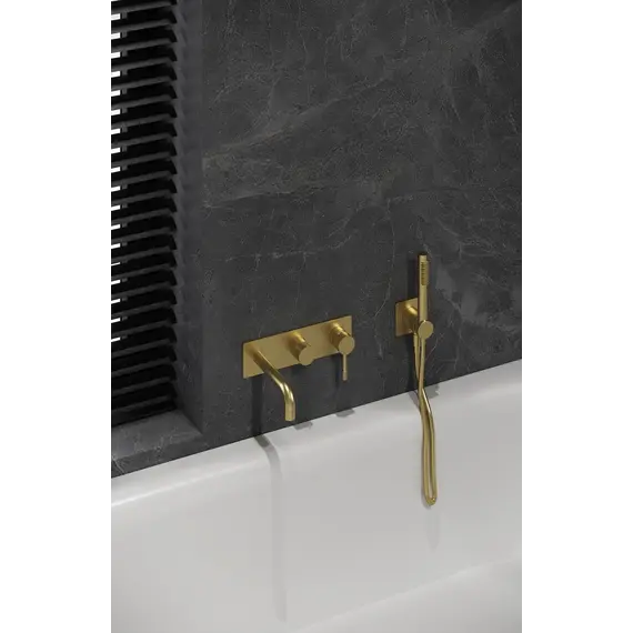 Смеситель ввстраиваемый  с ручным душем и изливом  Boheme UNO 464-3-MG золото матовый