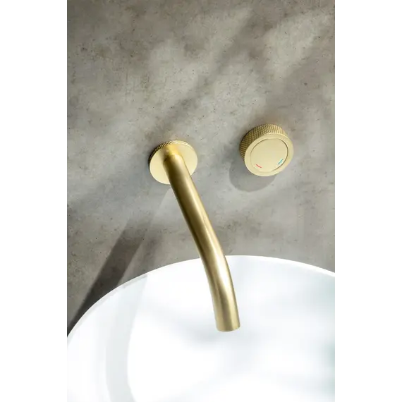 Смеситель автоматический для умывальника BOHEME TECH MATT GOLD 158/2-MG