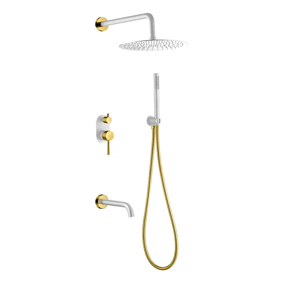 Душевая система со смесителем встраиваемая Boheme Uno 464-2-WG Белый Золото