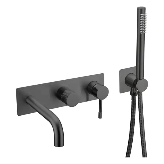 Смеситель встраиваемый с ручным душем и изливом  Boheme UNO 464-3-B черный