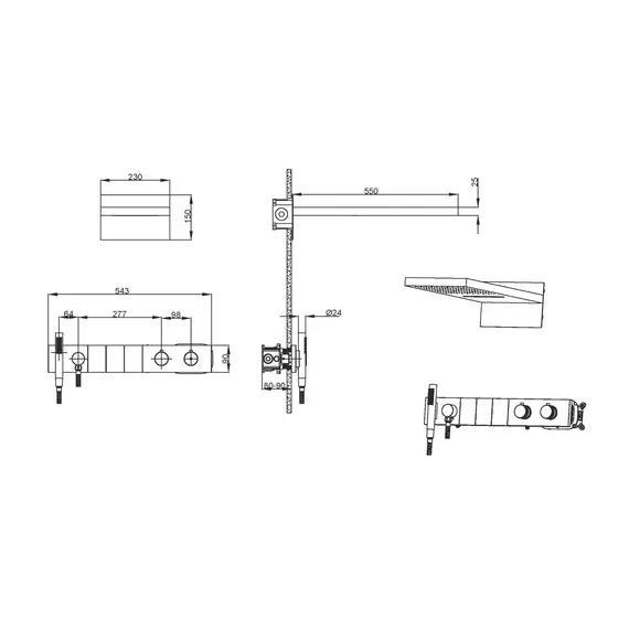 Встраиваемая  душевая система Boheme ZODIAC 133-G золото