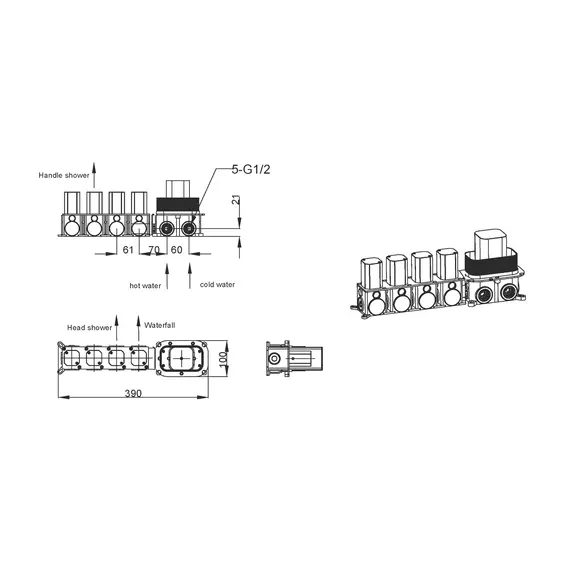 Встраиваемая  душевая система Boheme ZODIAC 132-GM антрацит