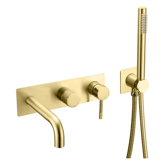 Смеситель встраиваемый с ручным душем и изливом  Boheme UNO 464-3-G золото