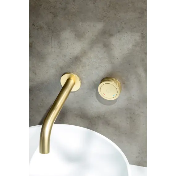 Смеситель автоматический для умывальника BOHEME TECH MATT GOLD 158/2-MG