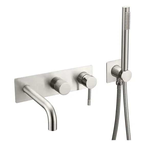 Смеситель встраиваемый с ручным душем и изливом  Boheme UNO 464-3-NB никель