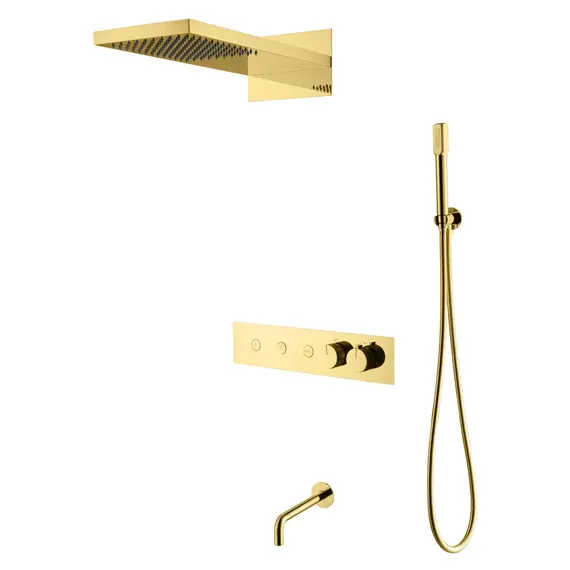Душевая система с термостатическим смесителем и изливом Boheme FUSION 131-2-G Gold