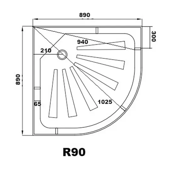 Поддон R90 Ceruttispa полукруглый (90х90х12)